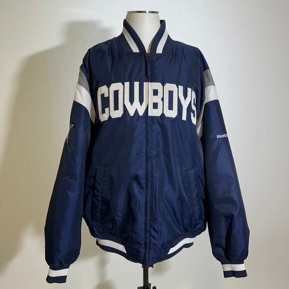 Dallas Cowboys Reebok NFL Team Apparel Bomber Jacket Mens Size Medium M Vintage - Picture 1 of 16